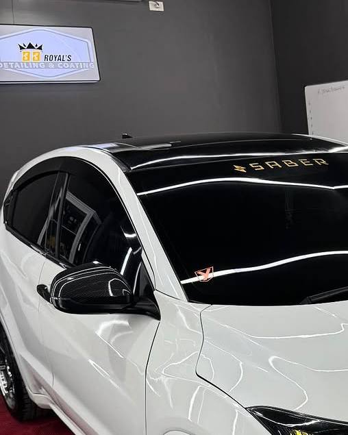 Hasil coating Honda HR-V putih dari sisi depan
